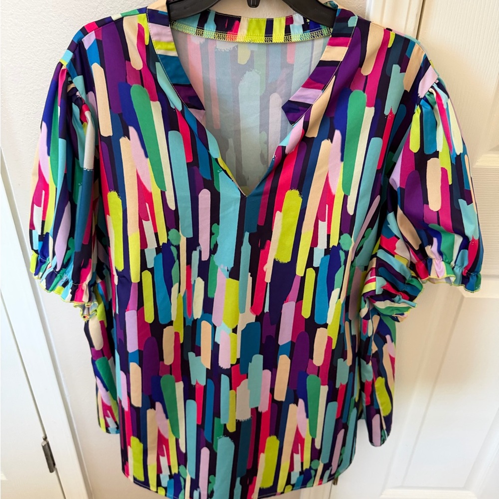SHEIN Multicolor Abstract Blouse